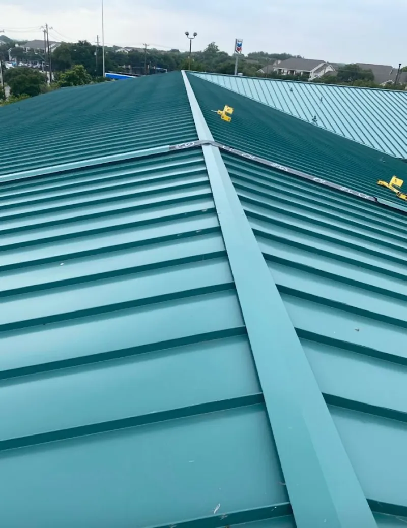 Green commercial metal roof ridge and valley for Metal Roof Repair in Nanticoke